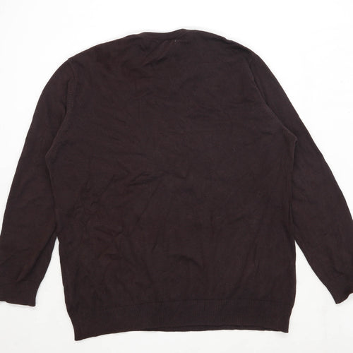 Thomas Nash Mens Size L Cotton Brown V-Neck Jumper