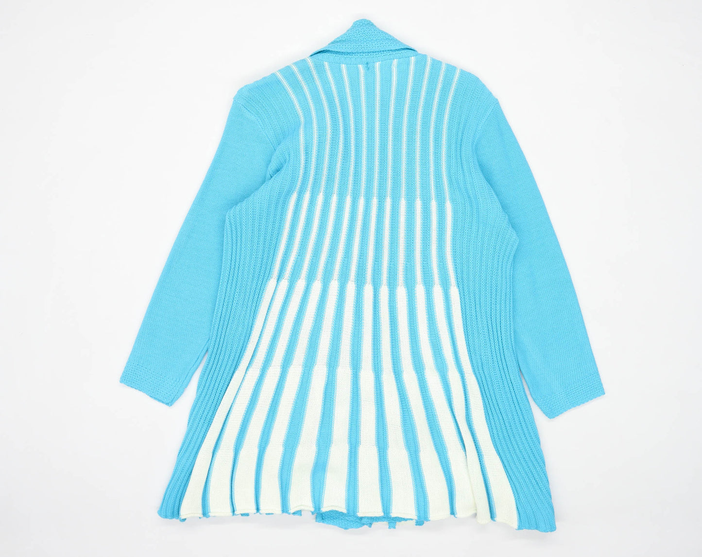 Glimpse Design Womens Size L-XL Striped Turquoise Cardigan (Regular)