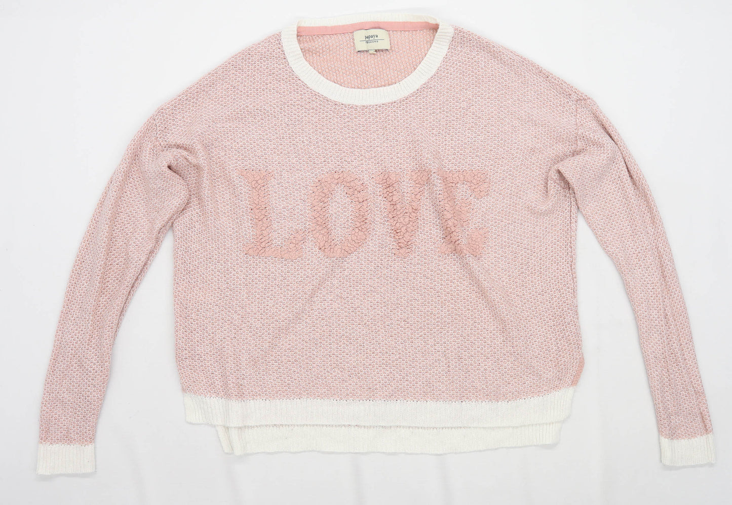 Papaya Womens Size M Pink Love Jumper (Regular)
