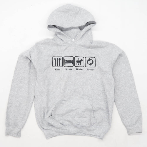 Gildan Boys Graphic Grey Hoodie Size L