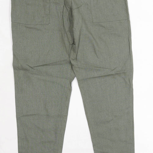 Womens Primark Green Linen Blend Trousers Size 14/L28