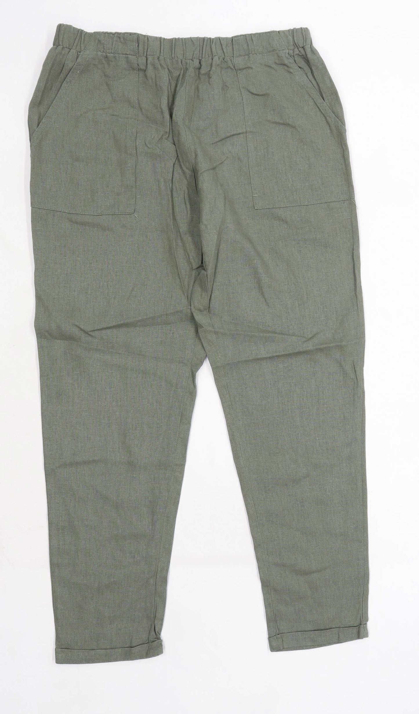 Womens Primark Green Linen Blend Trousers Size 14/L28