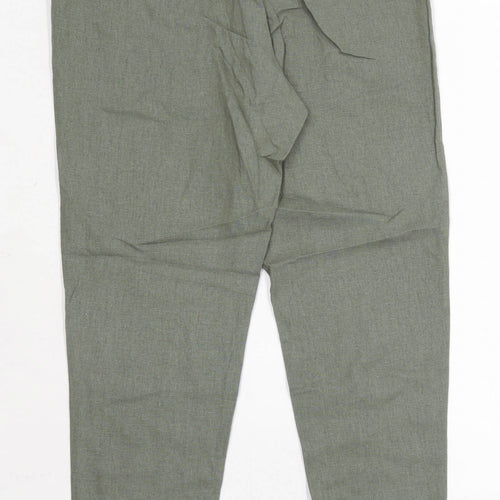 Womens Primark Green Linen Blend Trousers Size 14/L28