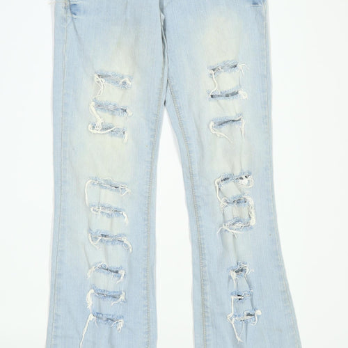 Womens Miss Apt Blue Ripped Denim Jeans Size 8/L30