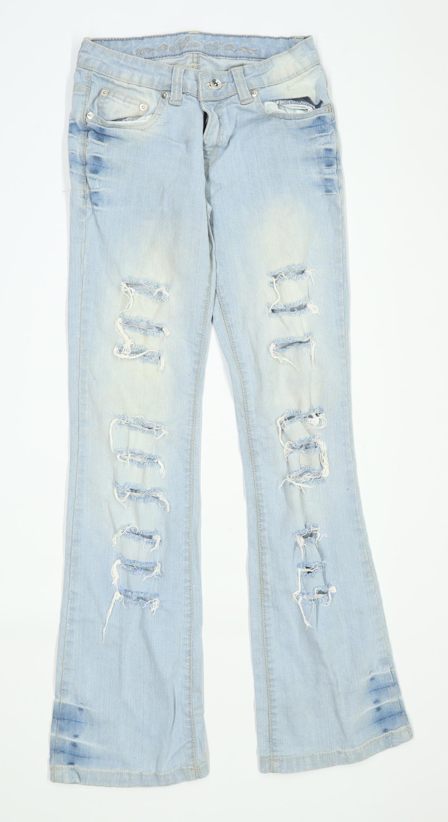 Womens Miss Apt Blue Ripped Denim Jeans Size 8/L30
