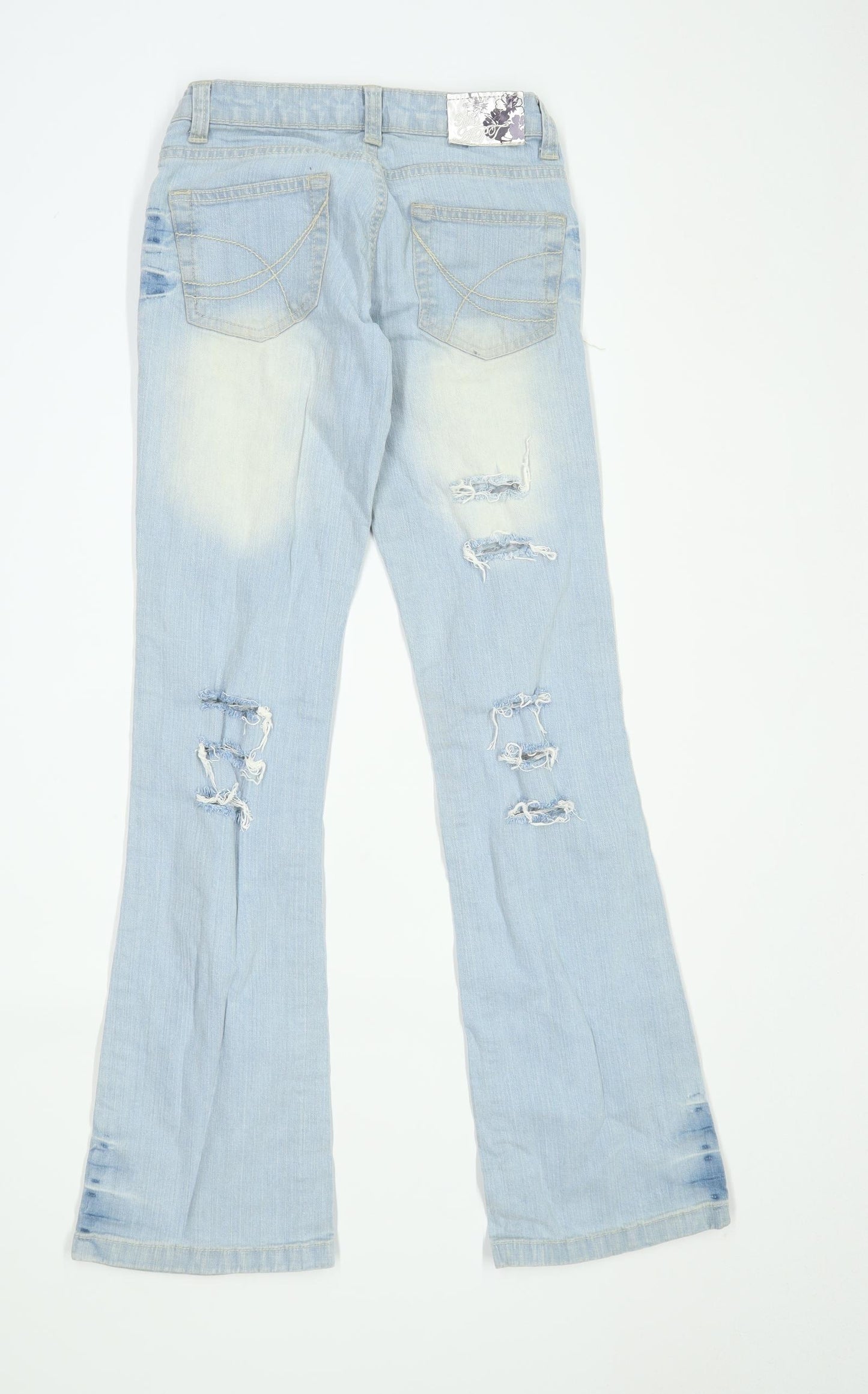 Womens Miss Apt Blue Ripped Denim Jeans Size 8/L30