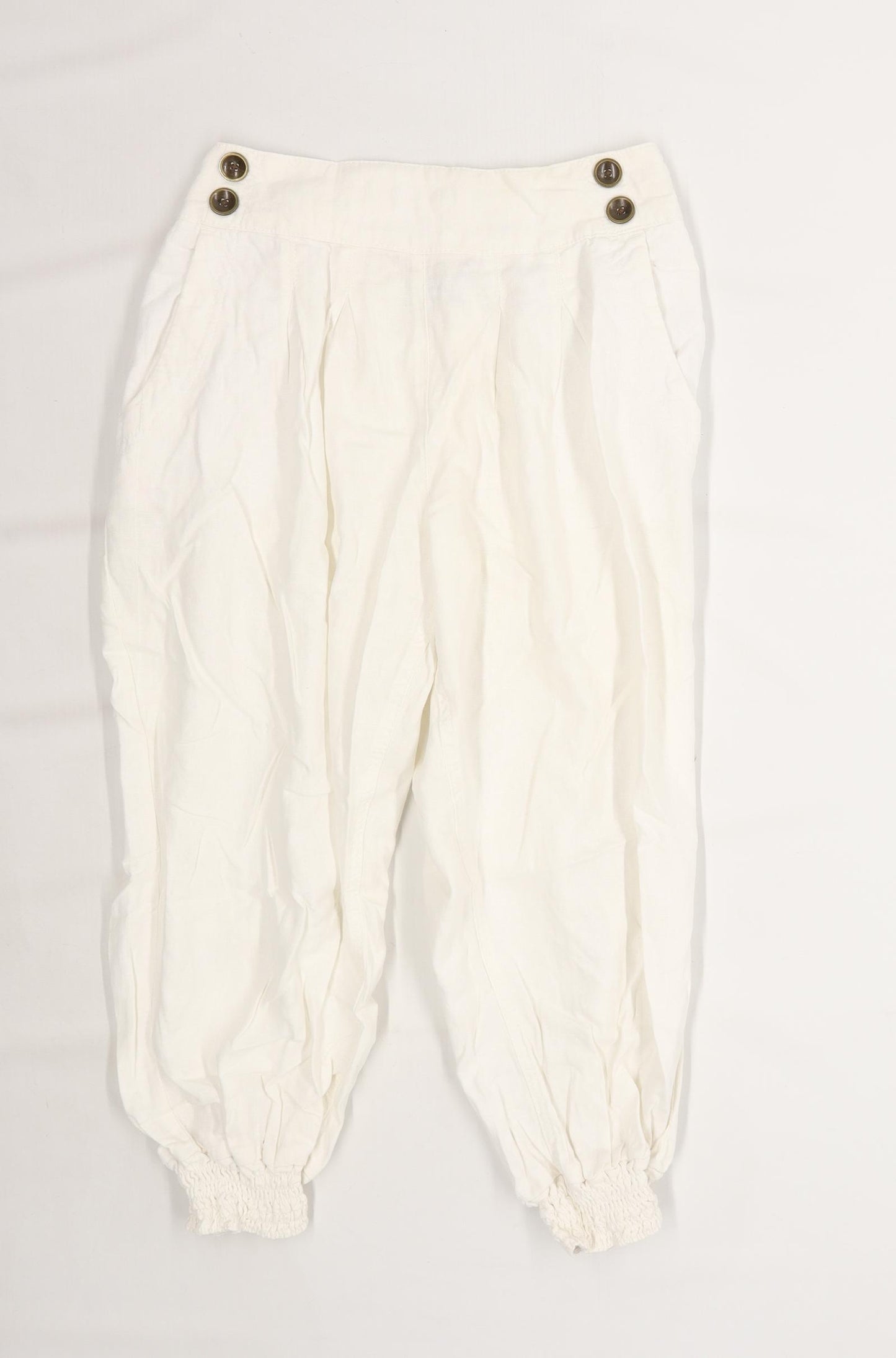 Womens George White Linen Trousers Size 12/L20