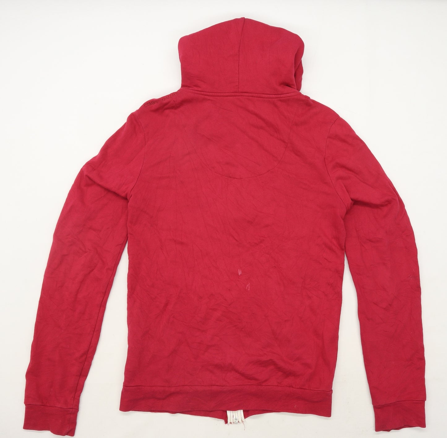 Criminal Damage Mens Size L Cotton Red Zip Hoodie