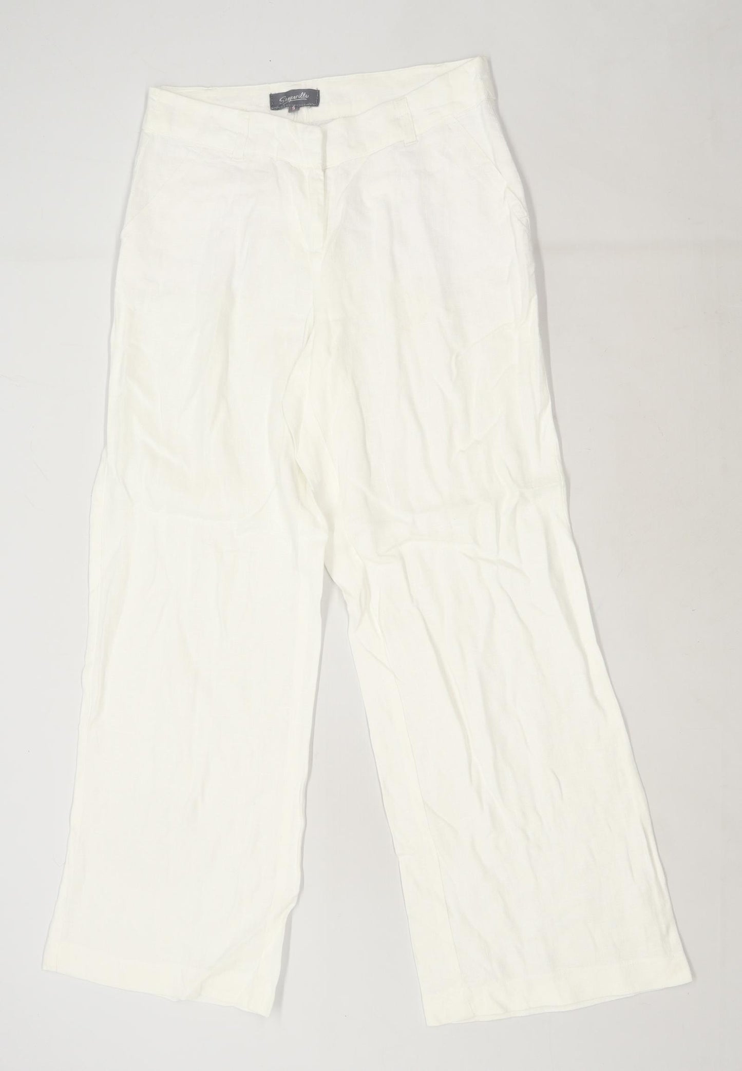 Womens Sasperilla White Linen Trousers Size 8/L27