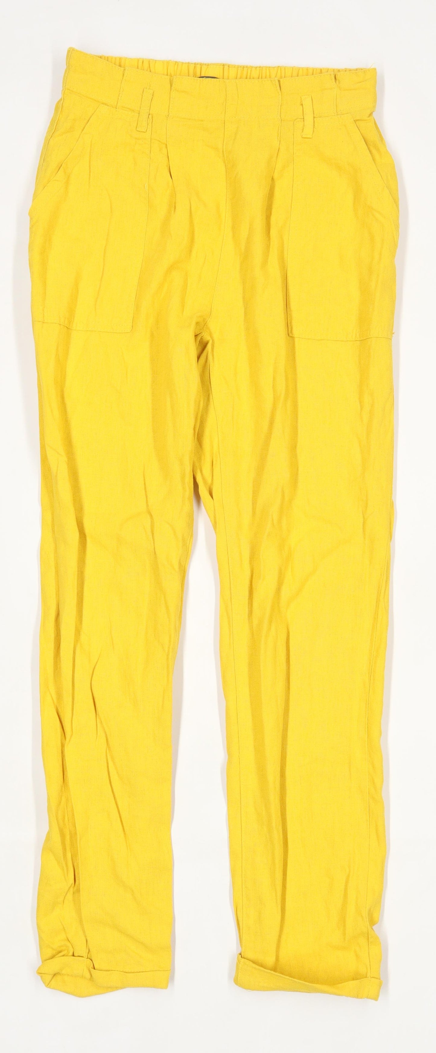 Womens Primark Yellow Linen Blend Trousers Size 4/L27
