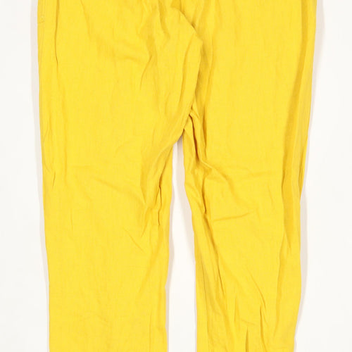 Womens Primark Yellow Linen Blend Trousers Size 4/L27