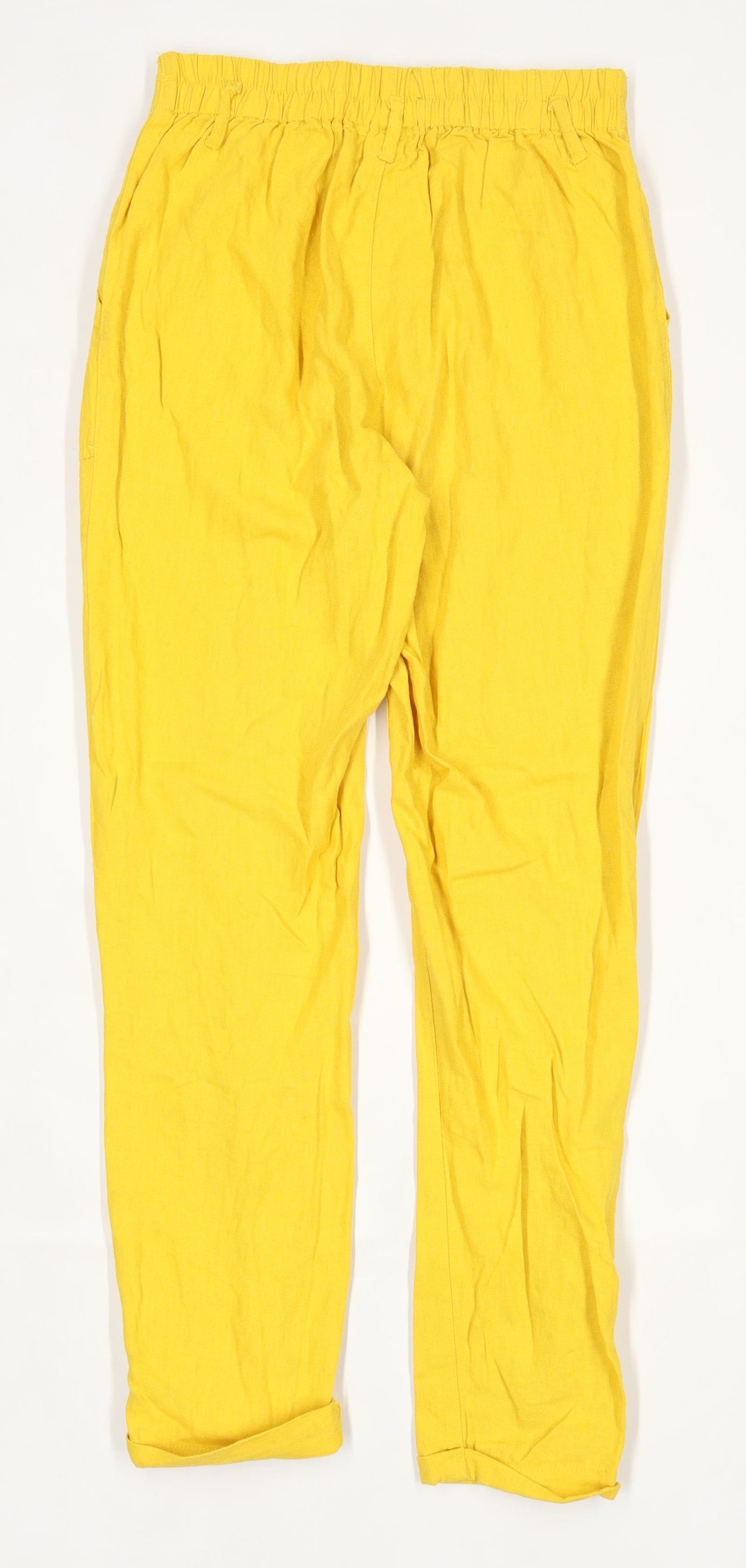 Womens Primark Yellow Linen Blend Trousers Size 4/L27