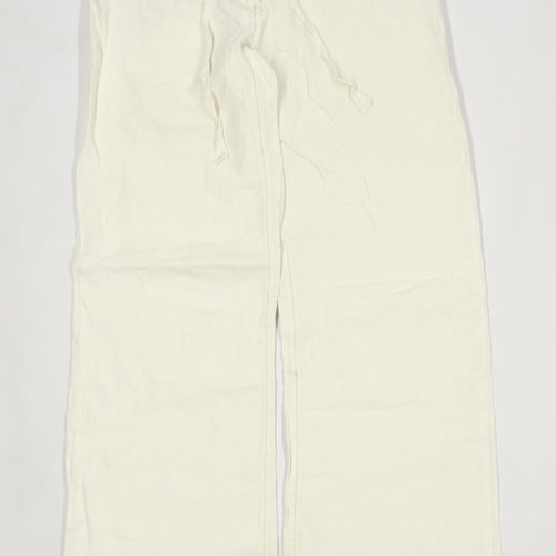 Womens River Island White Linen Trousers Size 8/L31