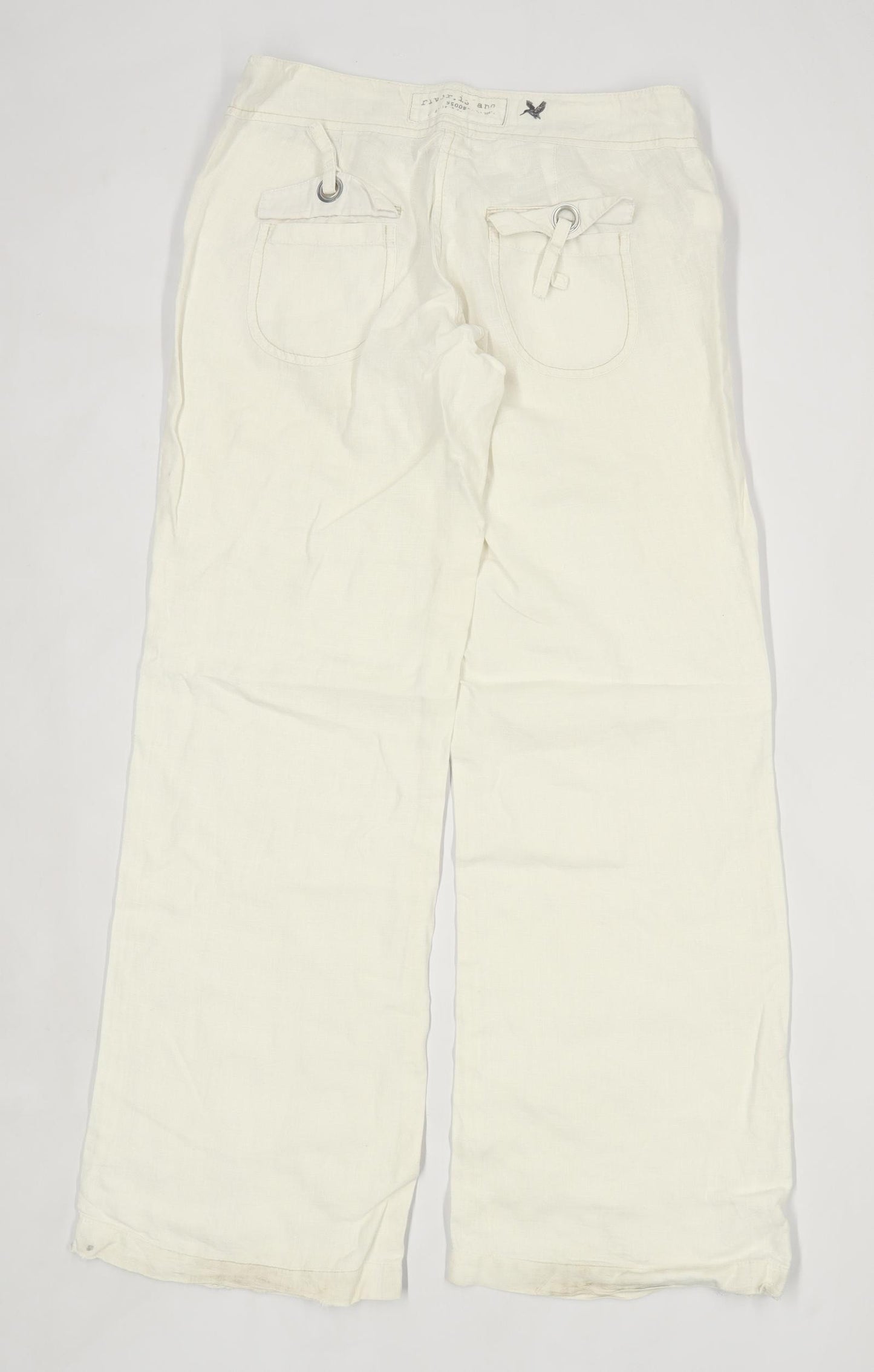 Womens River Island White Linen Trousers Size 8/L31