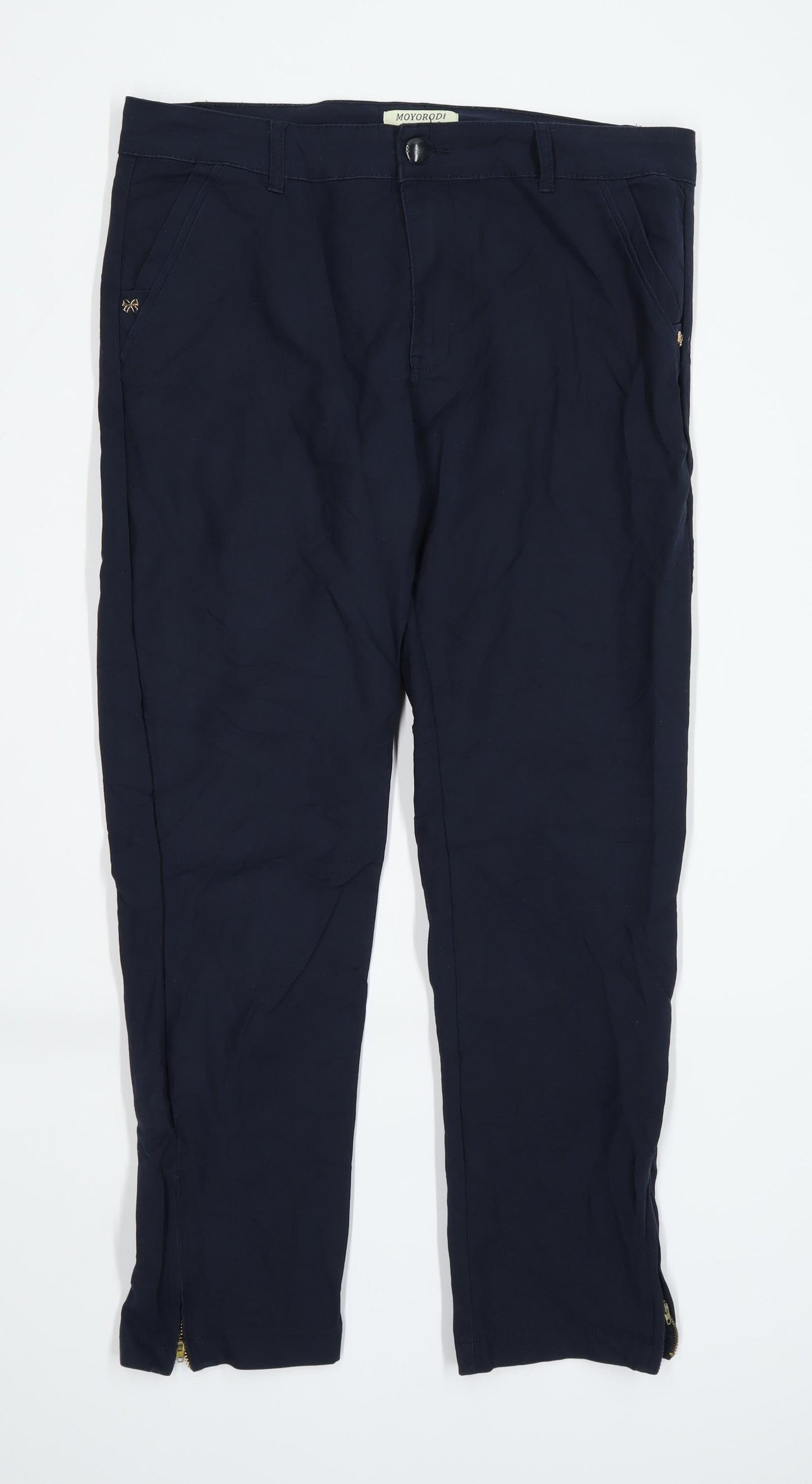Womens Moyorodi Blue Cotton Blend Trousers Size 33/L26