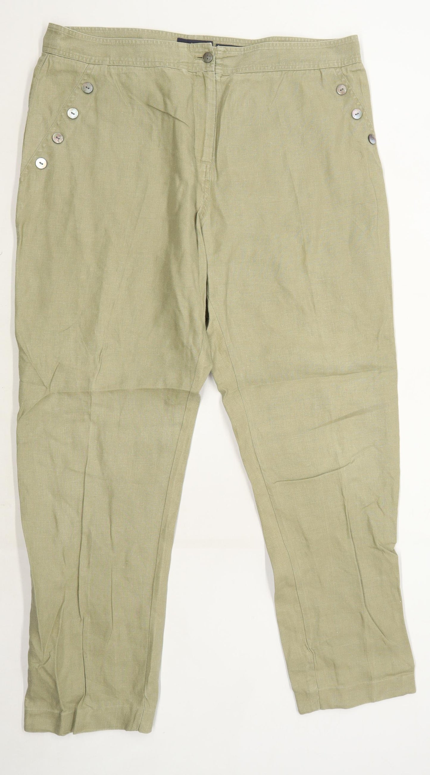 Womens Paul Costelloe Green Linen Trousers Size 16/L29