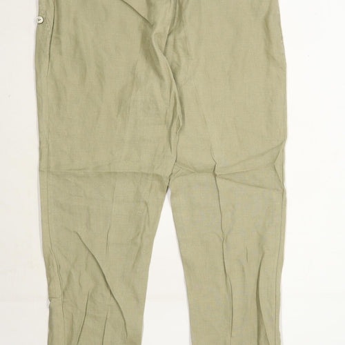 Womens Paul Costelloe Green Linen Trousers Size 16/L29