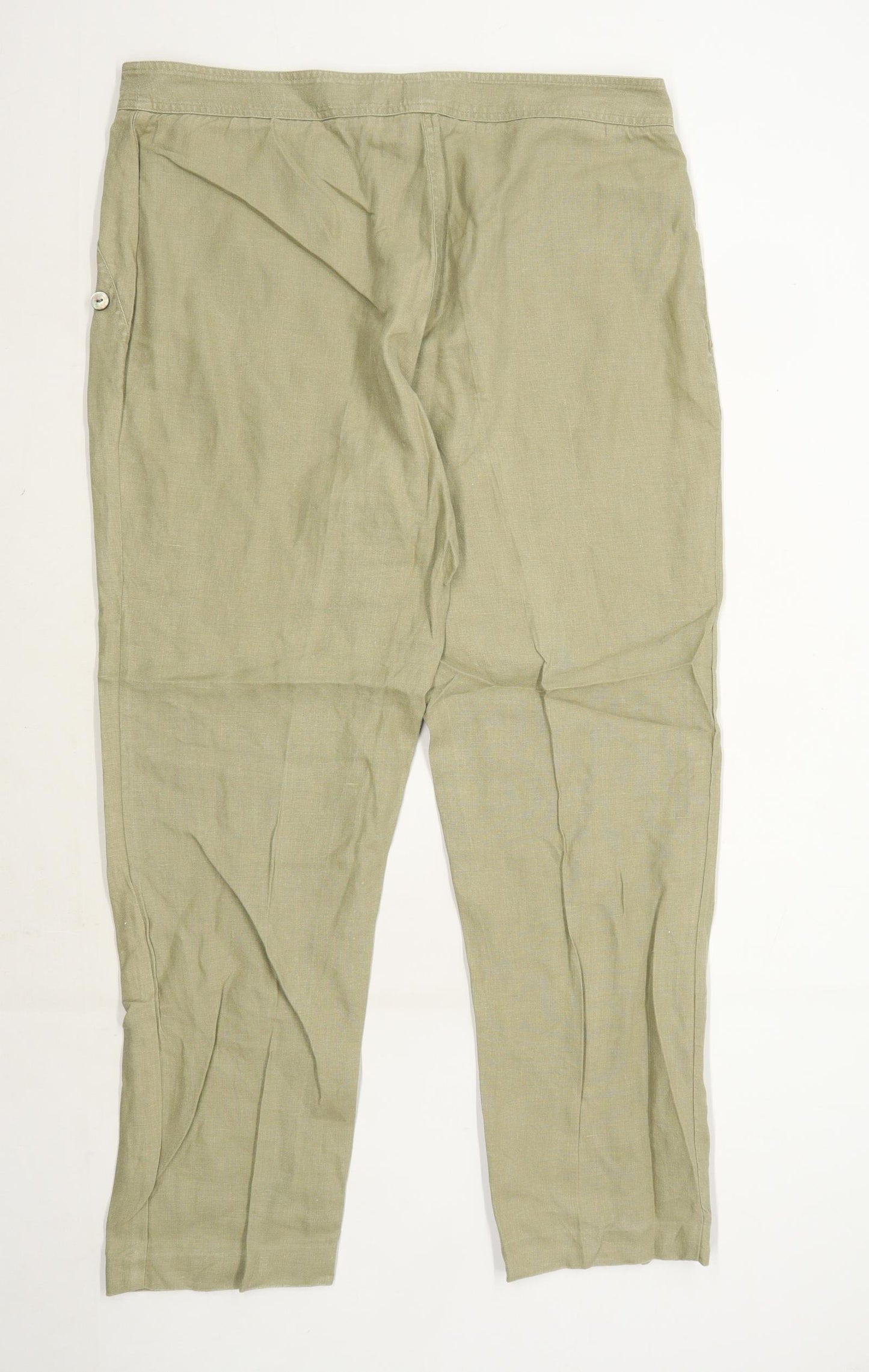 Womens Paul Costelloe Green Linen Trousers Size 16/L29