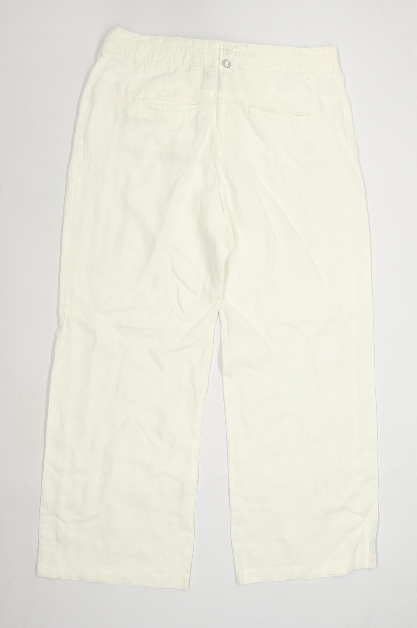 Womens Olsen White Linen Trousers Size 14/L27