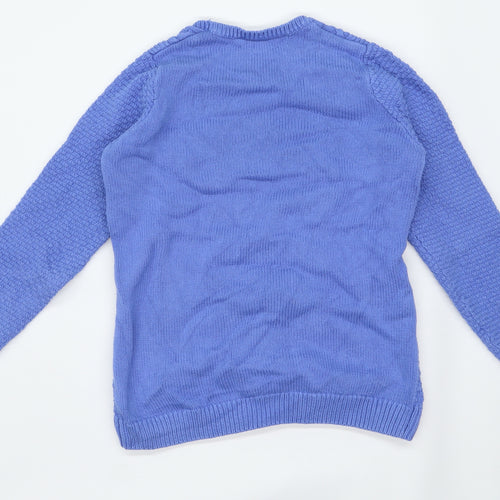 Isle Essentials Womens Size S Textured Cotton Blue Jumper (Regular)