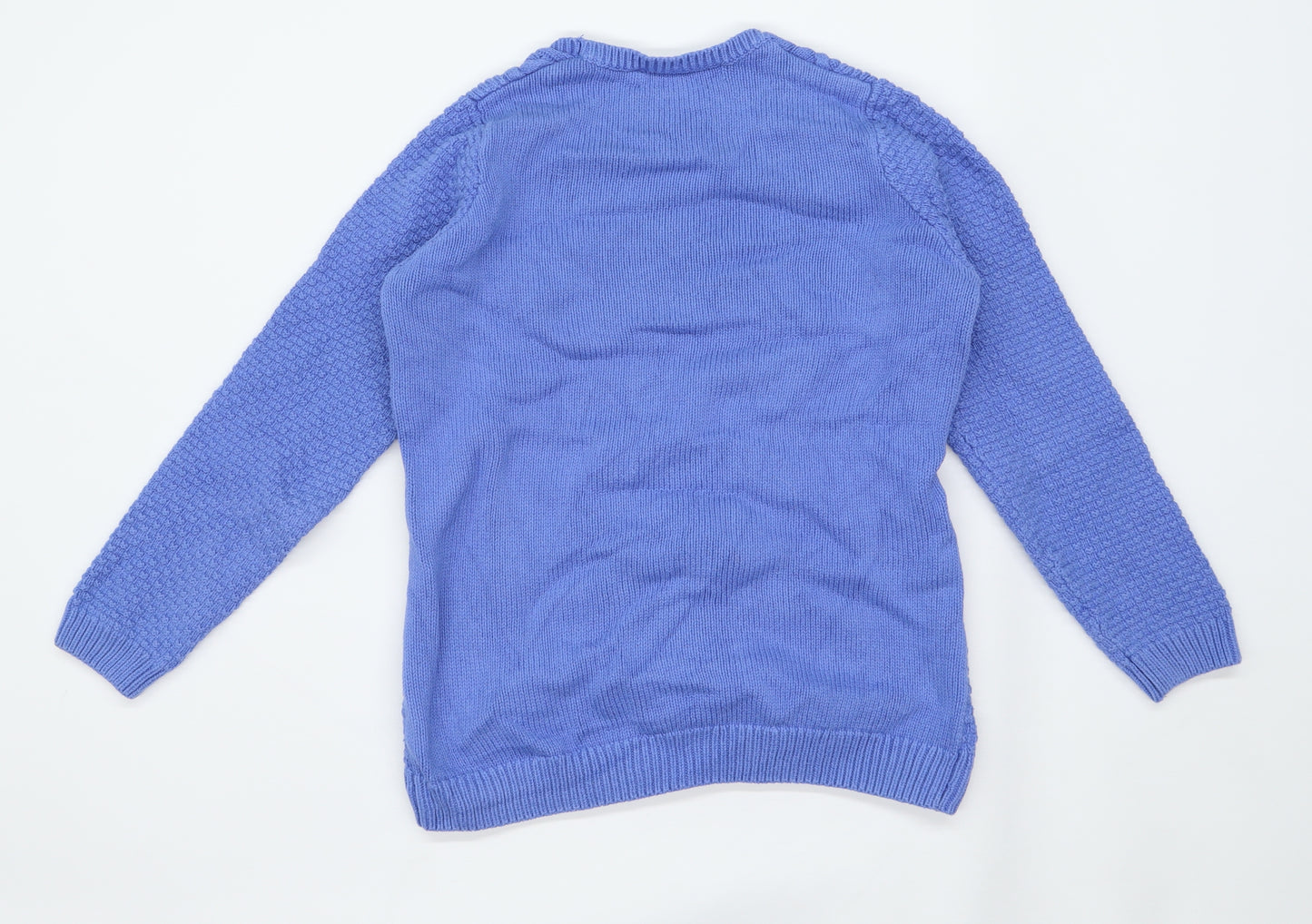 Isle Essentials Womens Size S Textured Cotton Blue Jumper (Regular)