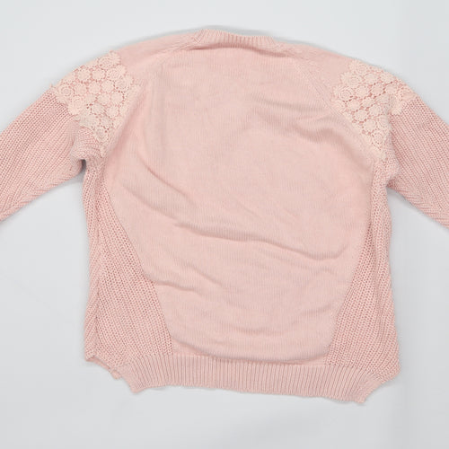 Marks & Spencer Womens Size 10 Textured Cotton Pink Jumper (Regular)