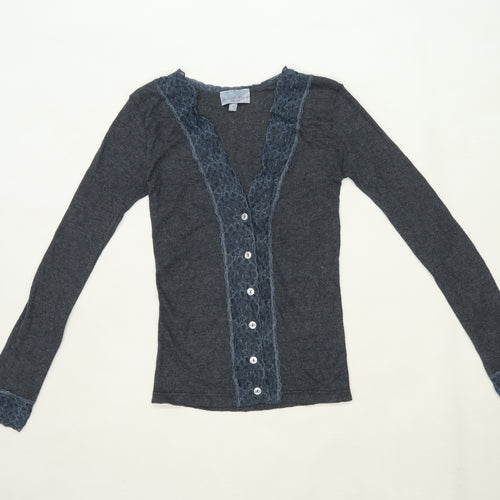 Gabriella Knight Womens Size S Cotton Blend Blue Cardigan (Regular)