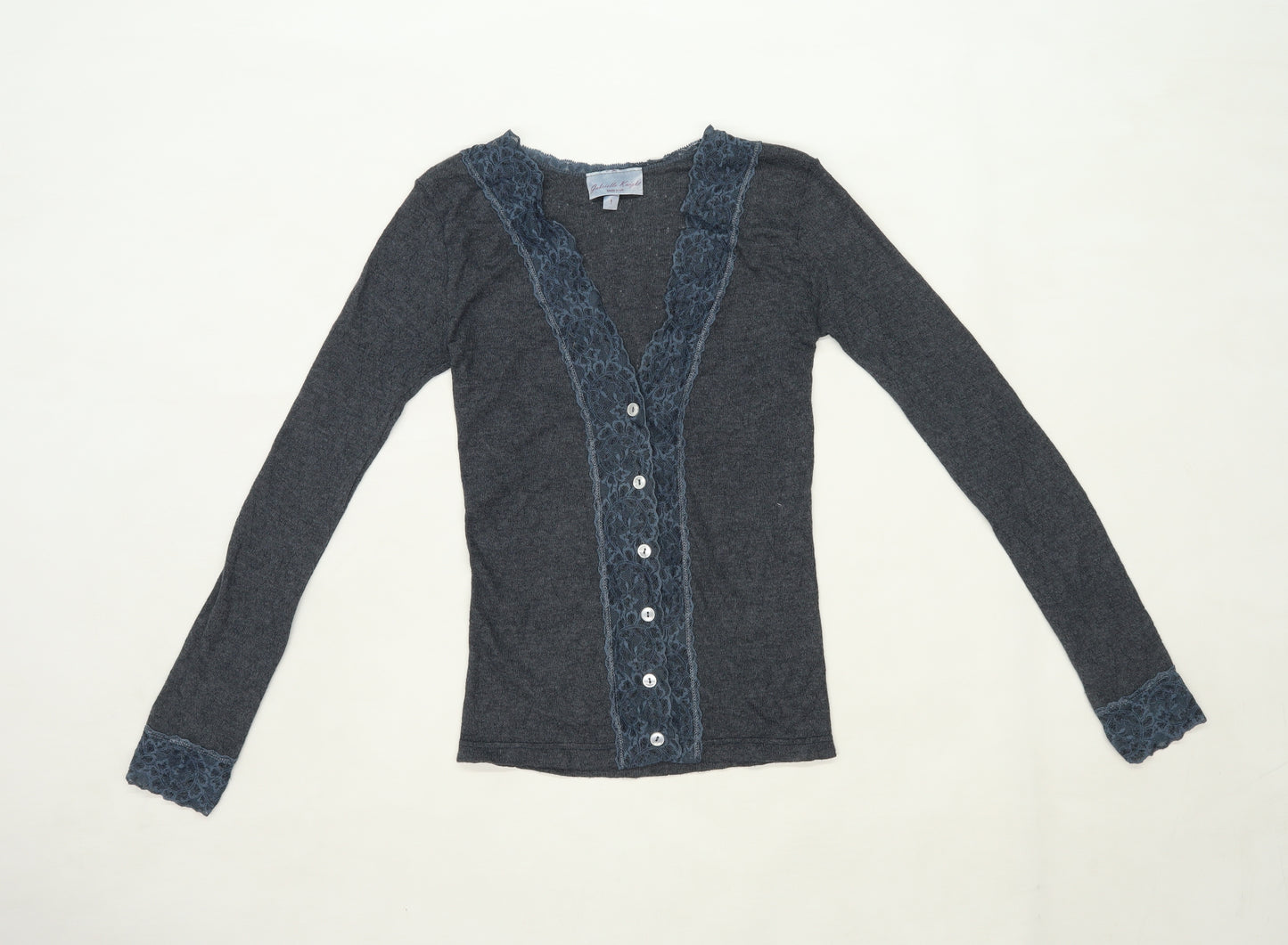 Gabriella Knight Womens Size S Cotton Blend Blue Cardigan (Regular)