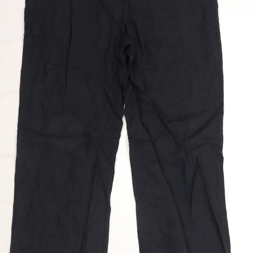 Womens Atmosphere Black Linen Trousers Size 14/L30