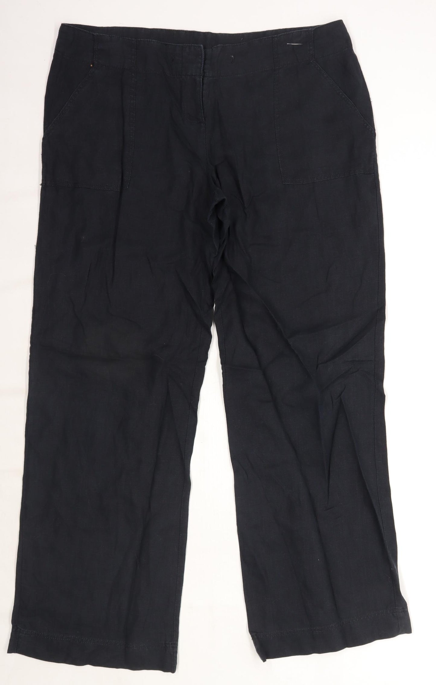 Womens Atmosphere Black Linen Trousers Size 14/L30