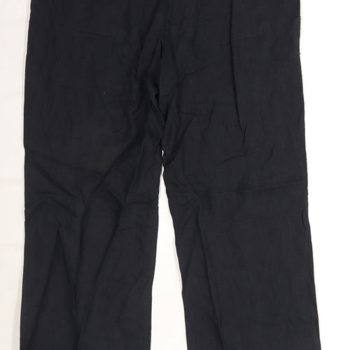 Womens Atmosphere Black Linen Trousers Size 14/L30