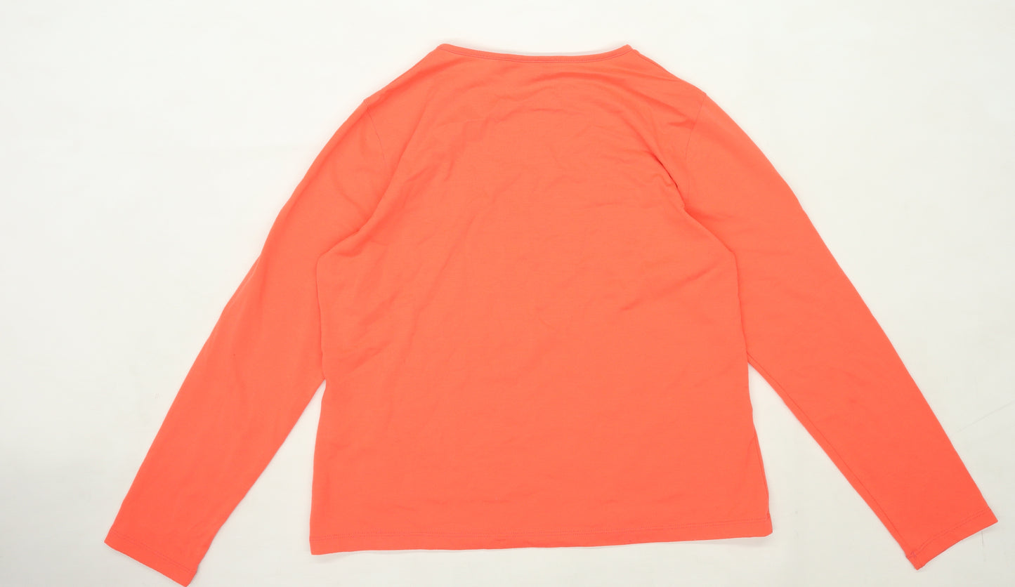 Rohan Womens Size M Cotton Orange Long Sleeve T-Shirt (Regular)