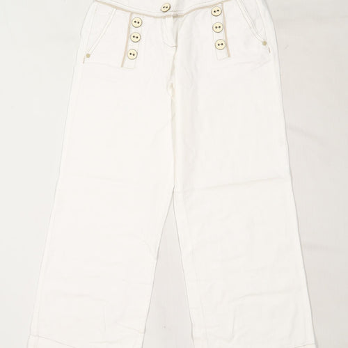 Womens Next White Linen Trousers Size 6/L27