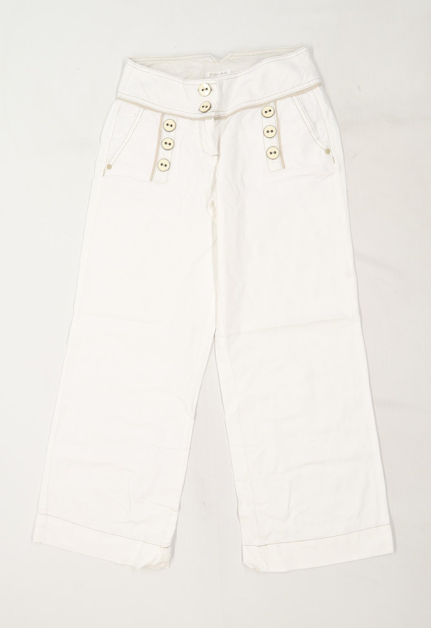 Womens Next White Linen Trousers Size 6/L27