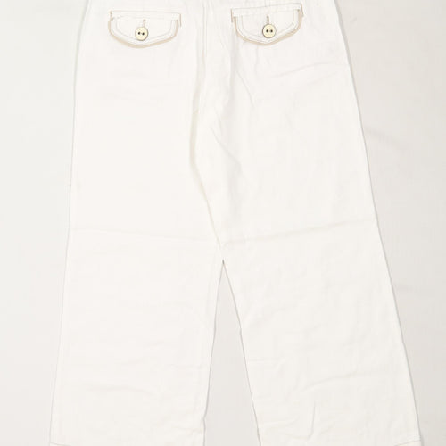 Womens Next White Linen Trousers Size 6/L27