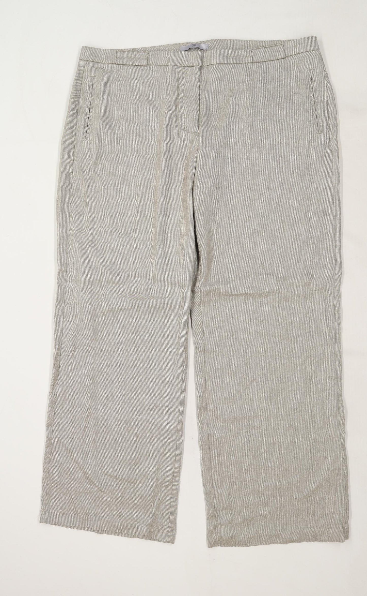 Womens TU Grey Linen Blend Trousers Size 18/L30