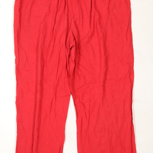 Womens Dunnes Red Linen Blend Trousers Size 20/L29