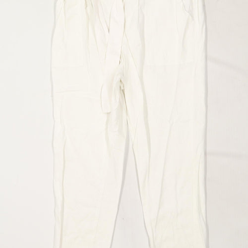Womens Primark White Linen Blend Trousers Size 12/L27