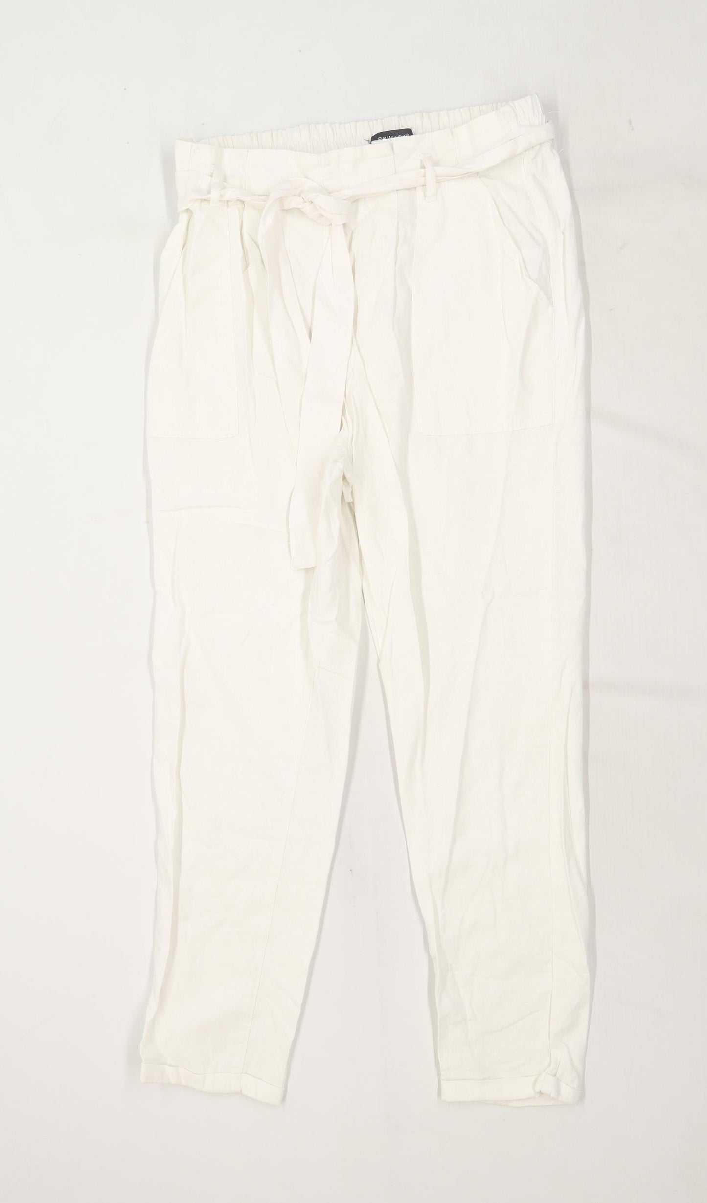 Womens Primark White Linen Blend Trousers Size 12/L27