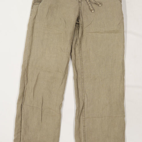 Womens River Island Green Linen Trousers Size 10/L31