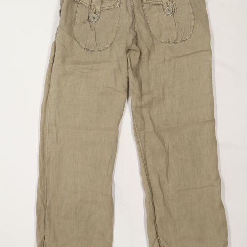 Womens River Island Green Linen Trousers Size 10/L31