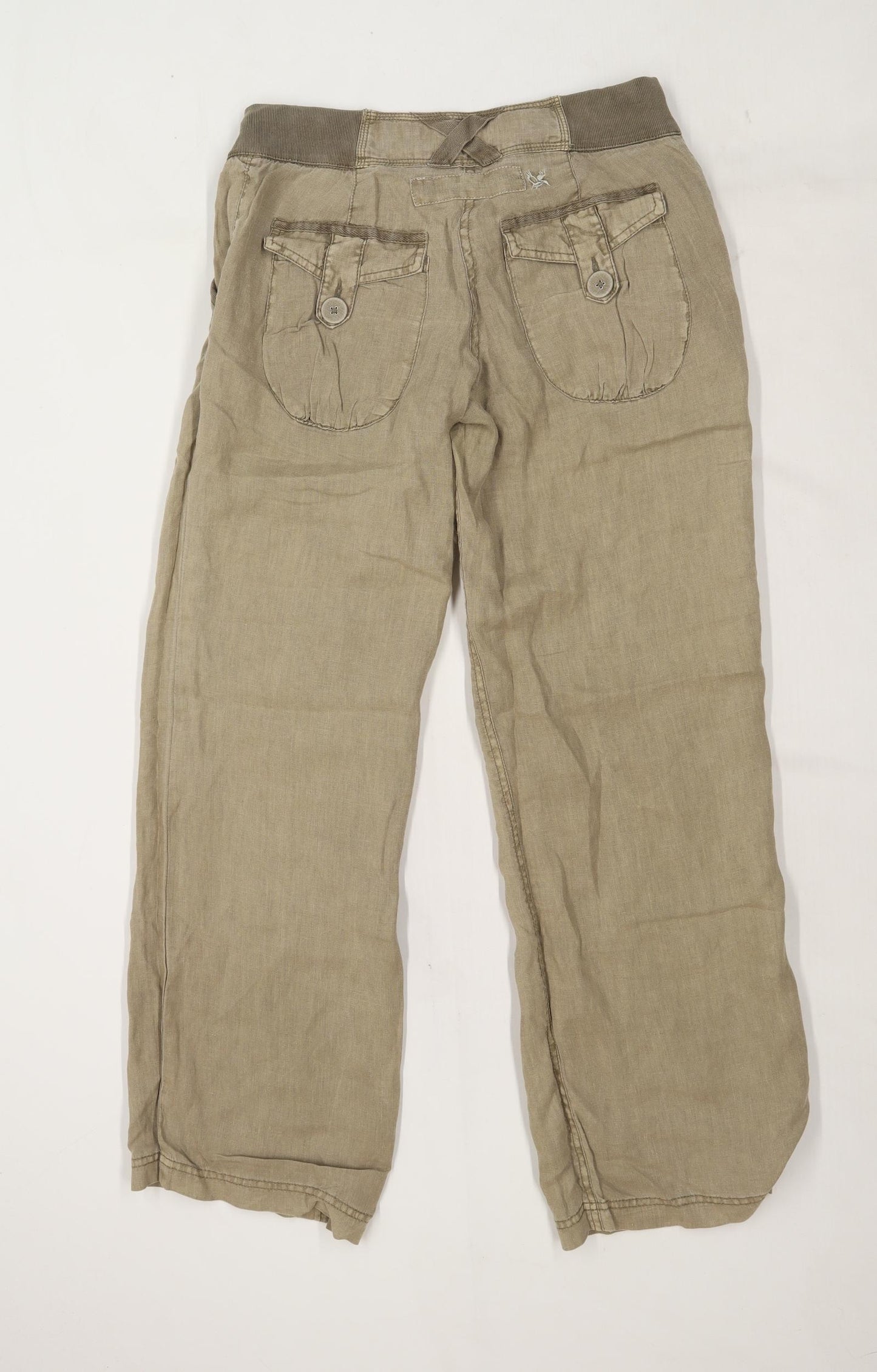 Womens River Island Green Linen Trousers Size 10/L31