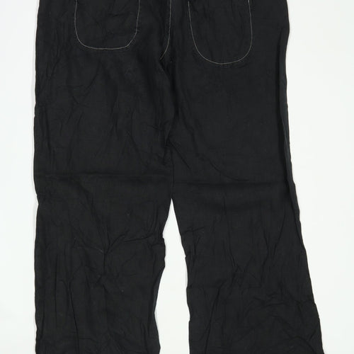 Womens River Island Black Linen Trousers Size 12/L30