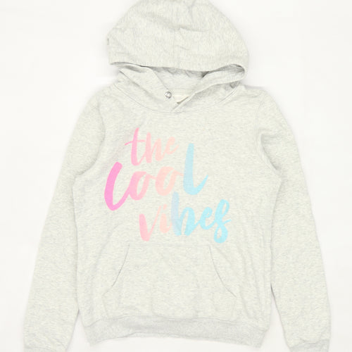 H&M Girls Graphic Grey The Cool Vibes Slogan Hoodie Age 14 Years