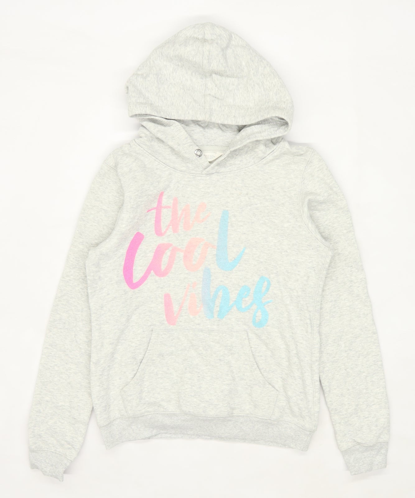 H&M Girls Graphic Grey The Cool Vibes Slogan Hoodie Age 14 Years