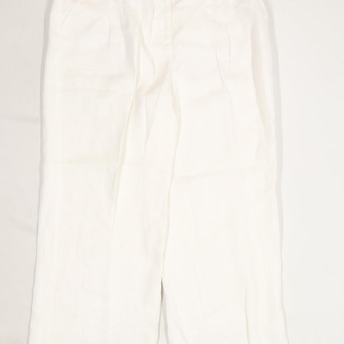 Womens East White Linen Trousers Size 14/L27