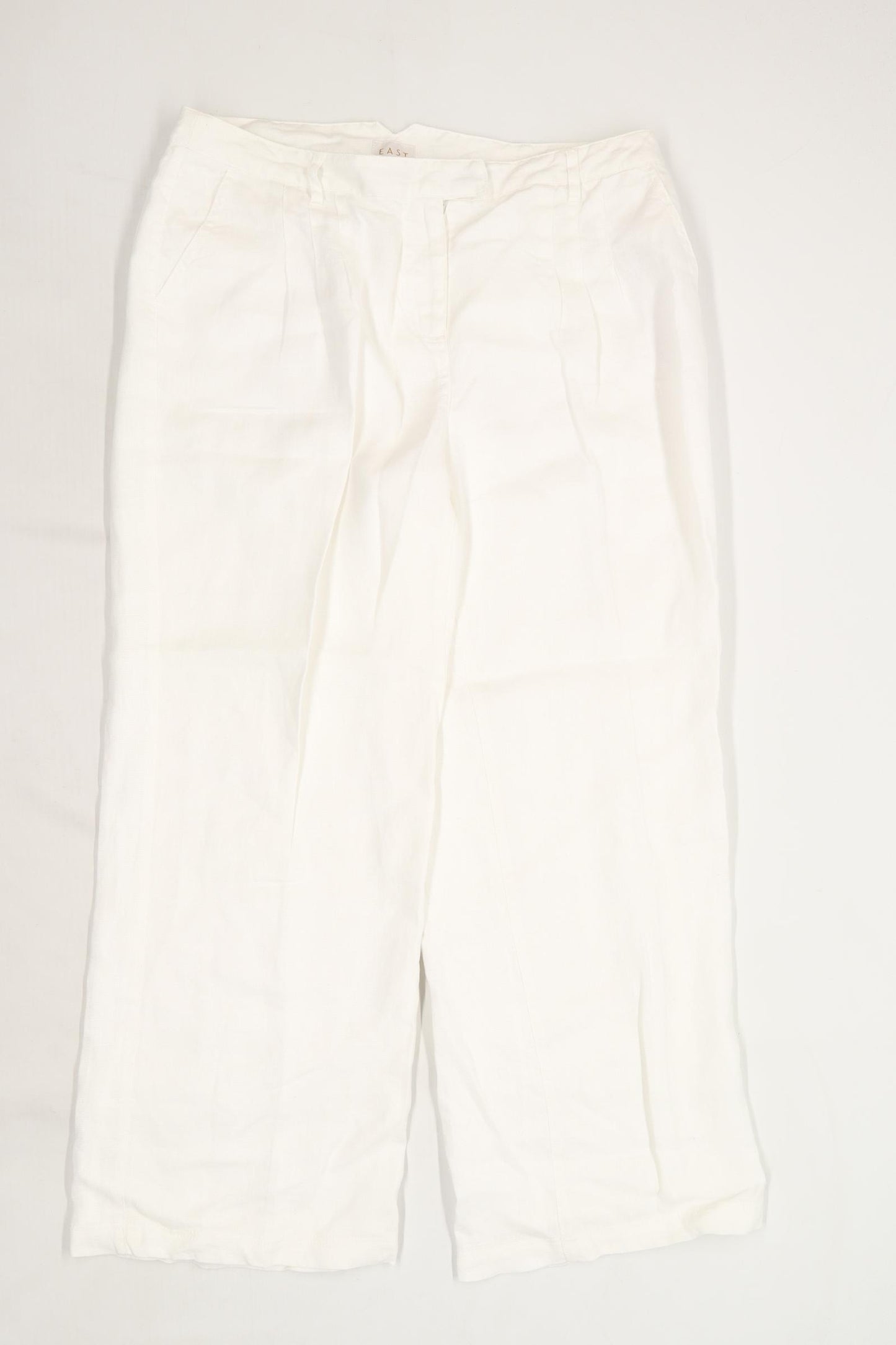 Womens East White Linen Trousers Size 14/L27