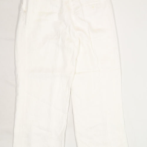 Womens East White Linen Trousers Size 14/L27