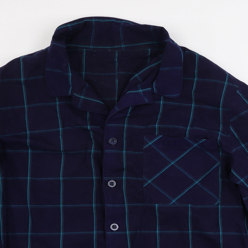 F&F  Mens Blue Check Cotton  Pyjama Top Size L  Button