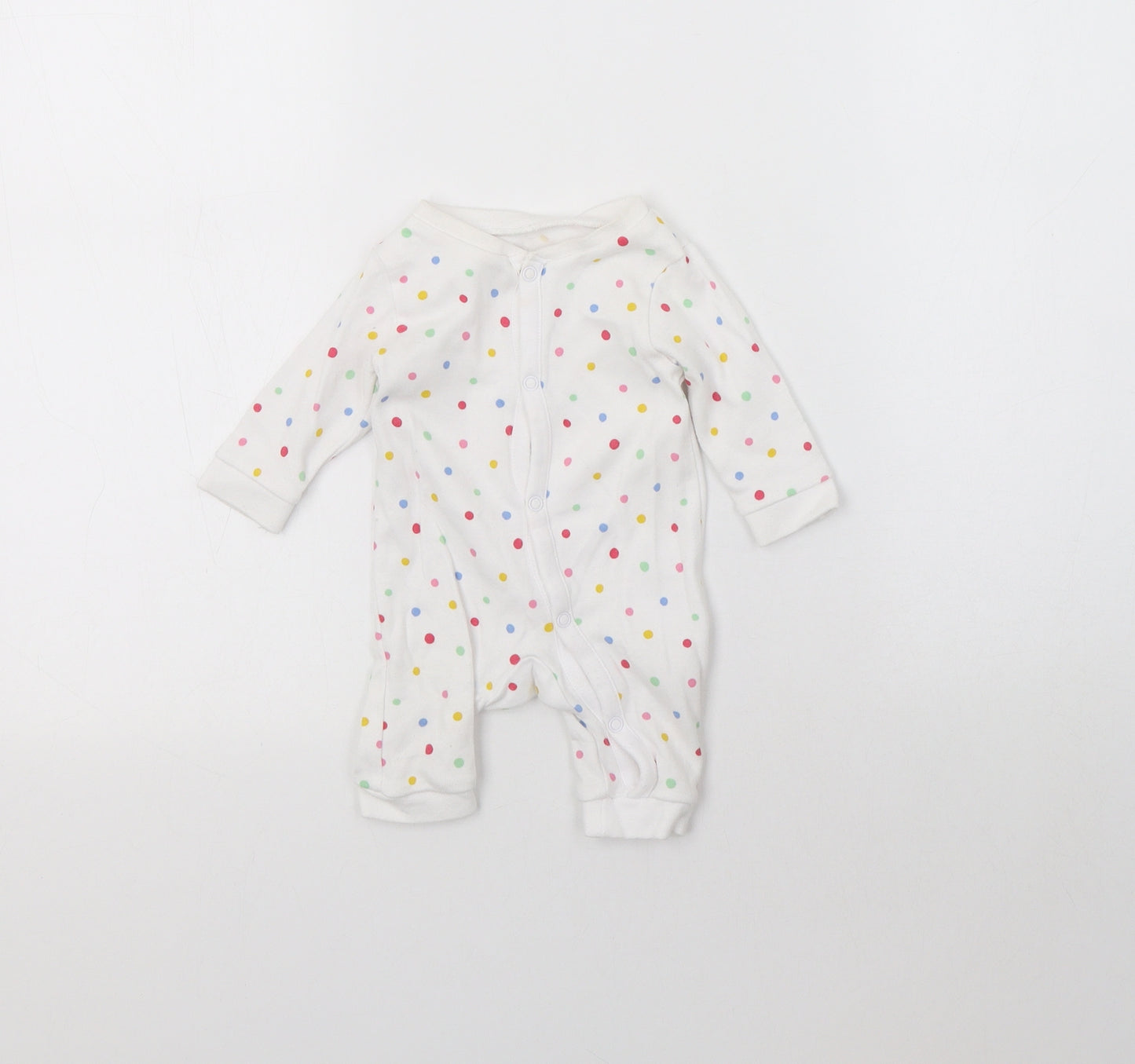 George Baby White Polka Dot Cotton Babygrow One-Piece Size 0-3 Months